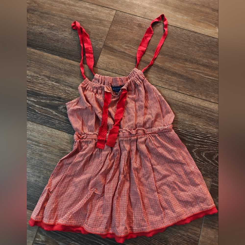 American Eagle Outfitters Red and White Tank Top